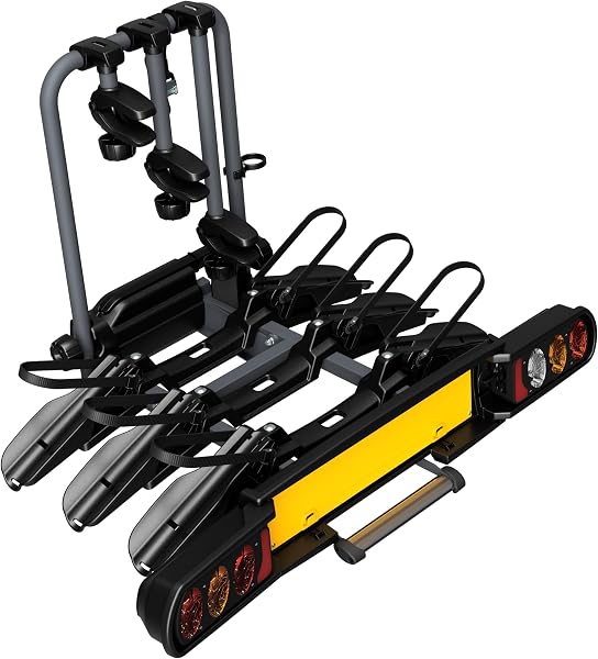 Peruzzo - Porte-vélo sur Attelage Pure Instinct - Transport 3 vélos (60kg Max) - Compatible Fat Bike - Inclinable avec pédale - Câble antivol à clé Inclus - Assemblé et Pliable pour Rangement Facile - 1