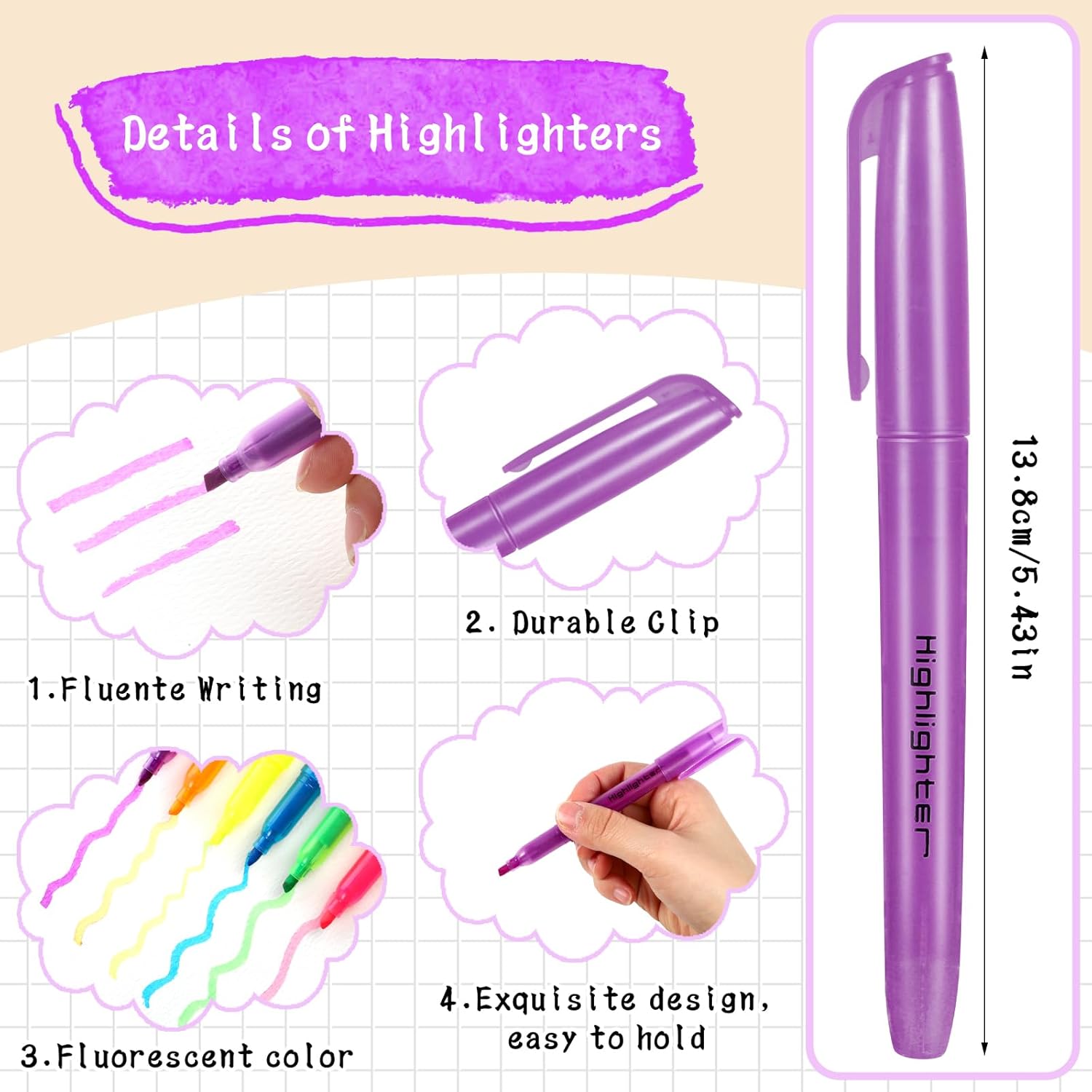 BESARME 240 Pack Highlighters Assorted Colors Highlighters Bulk 6 Colors Fluorescent Highlighter Markers for Home School Office