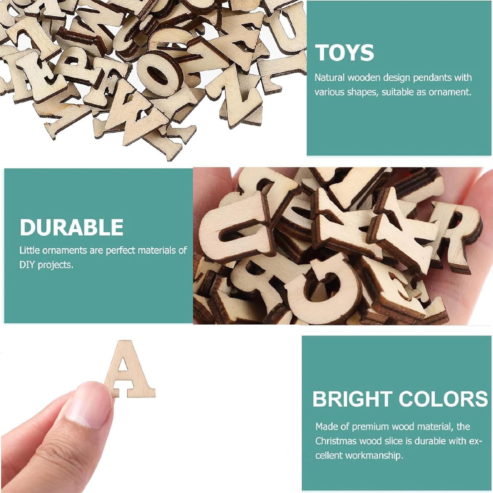 408pcs Wooden Letters for Crafts 15mm Small Wooden Letters for DIY Wooden Alphabet Letters for Decoration Displays Early Educational Learning - Image 3