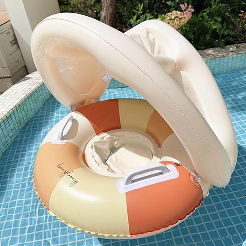 Miniatura 4 de Babyy Pool Float  Sun Protection Ring, Foldable Safety Seat, Retro Swimming Float with Canopy and Sunshade  Long Lasting Perfect Toy for Outdoor