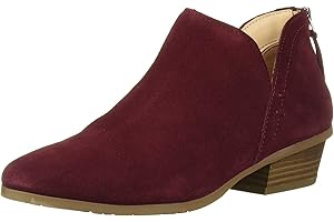 Women's Burgundy Faux Suede Round Toe Low Block Heel Side Zipper Ankle Booties