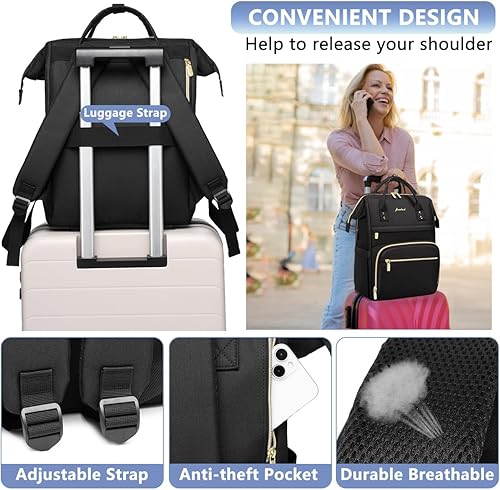 Miniatura 5 de Bolsas para laptop para mujer, mochila para enfermera mochila para profesores de 15.6 pulgadas con puerto USB, mochila casual antirrobo, bolsa de