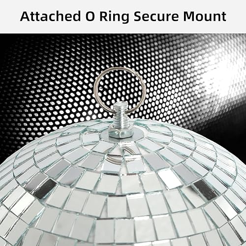 Miniatura 3 de Bola de discoteca de espejo colgante de 8 pulgadas: bolas de discoteca plateadas, bola de espejo con anillo colgante para decoración de fiestas