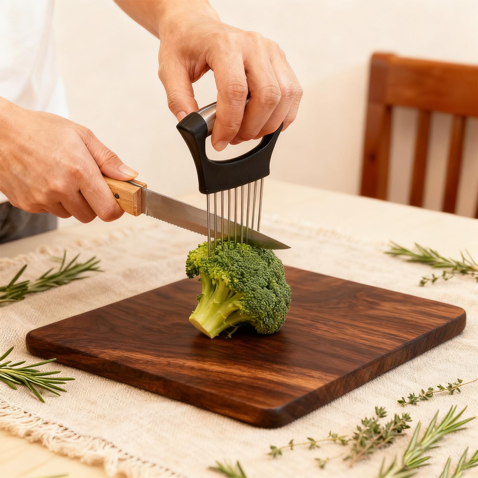 Juego Combinado de Ablandador de Carne y Aguja para Cebolla, 2 Piezas, Ablandador de Carne de Acero Inoxidable de 48 Pines, Utensilio de Cocina Multiusos para Carne de Res y Carne