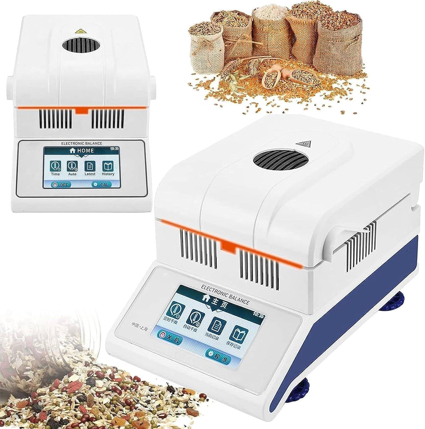 Lab Halogen Moisture Analyzer, Moisture Detecto 50g x 5mg /100g x 1mg, 0.01% Readability, High Efficiency Halogen Lamp Heating, RS232 USB Interface,50g0.005