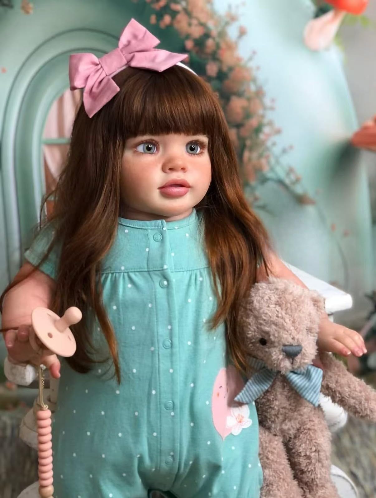 RXDOLL 26 Zoll(66cm) Extra Groß Reborn Babypuppe Mädchen, Realistische Kleinkindpuppe mit Stoffkörper, Lebensgroß Toddler Baby Mädchen, Lebensechte Babypuppen mit Blonden Lange Haare