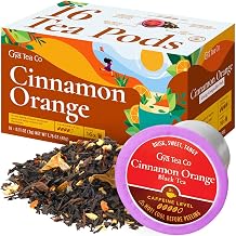Gya Tea Co Caffeinated Cinnamon Orange Black Tea Pod 16 Count - Smooth, Flavourful, Robust, Enjoy Hot or Iced