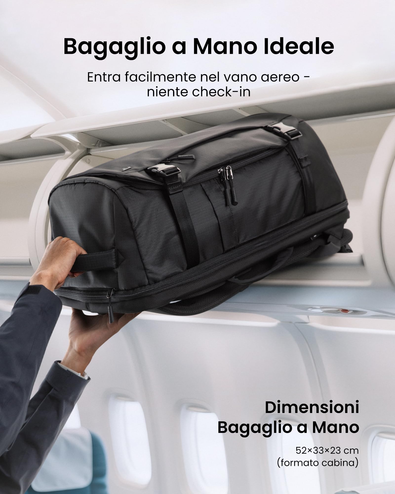 tomtoc Zaino da Viaggio 40L, Zaini Viaggio TSA, Zaino Bagaglio a Mano Impermeabile, Leggero Business Travel Backpack per Laptop 17,3 Pollici per Uomo Donna, Zaini Grande Casual Weekender