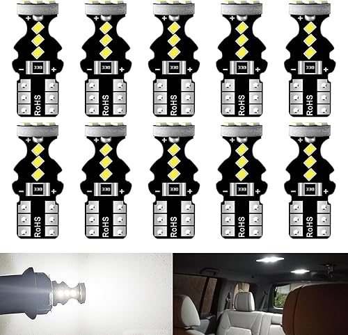 Flygun 10 unidades de luz LED T10 DRL de ancho para automóvil, 9SMD 194 168, alto brillo, comodidad para ojos humanos, bajo consumo de energía, luz