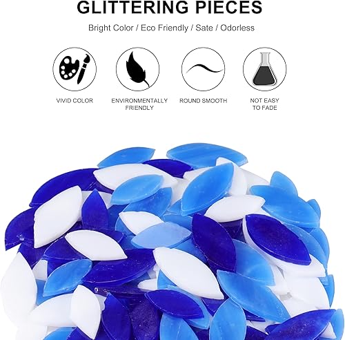 Miniatura 9 de Yoption 100 azulejos de mosaico de pétalos azulejos de hojas de flores cortados a mano para arte manualidades y decoración del hogar verde y amarillo