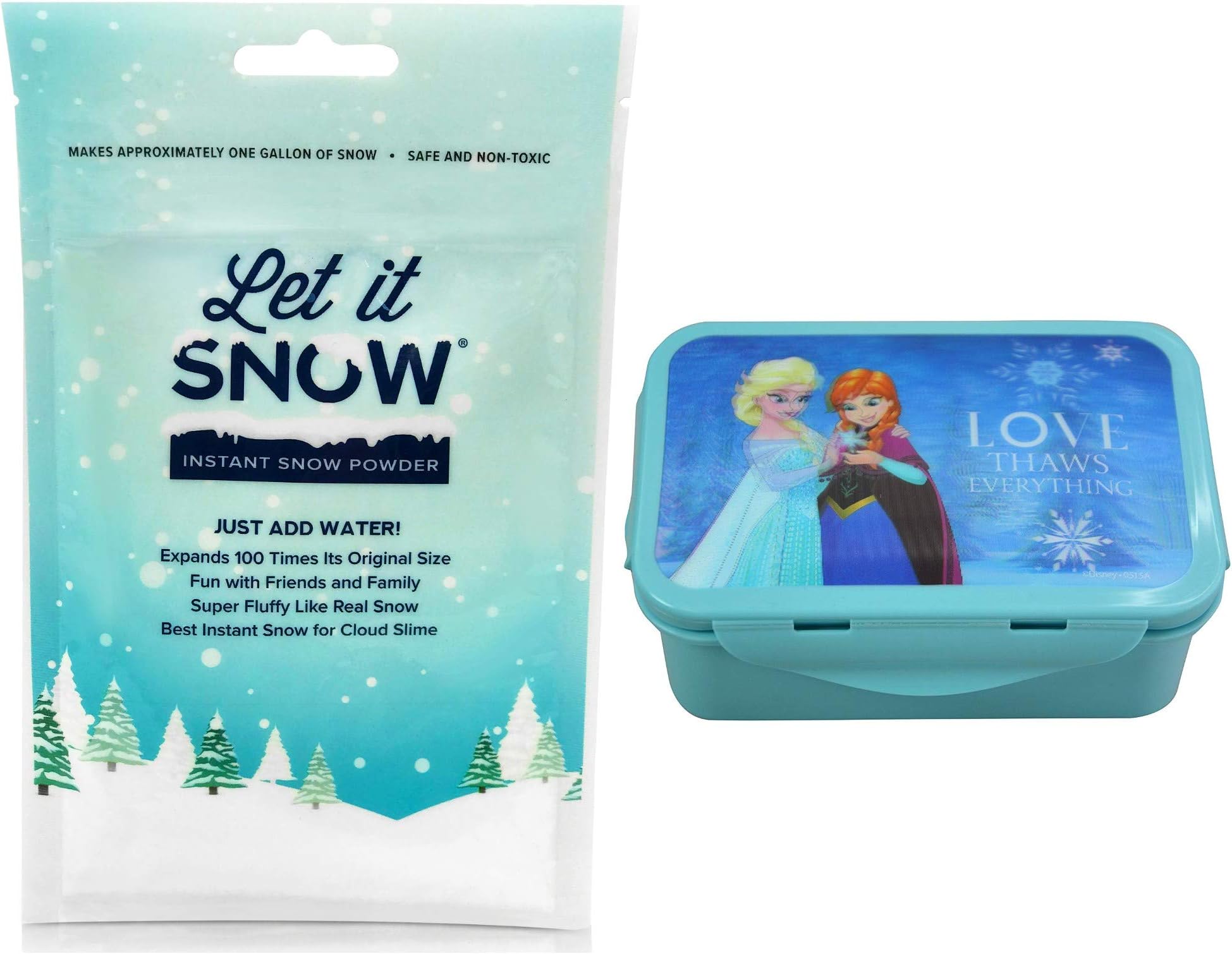 Let it Snow Slime Kit Slime Container with Lid and Instant Snow Powder for Slime - Cloud Slime Supplies Best Fake Snow for Slime Mix Makes 1 Gallon! Perfect Slime Making Kit Bundle for Parties!