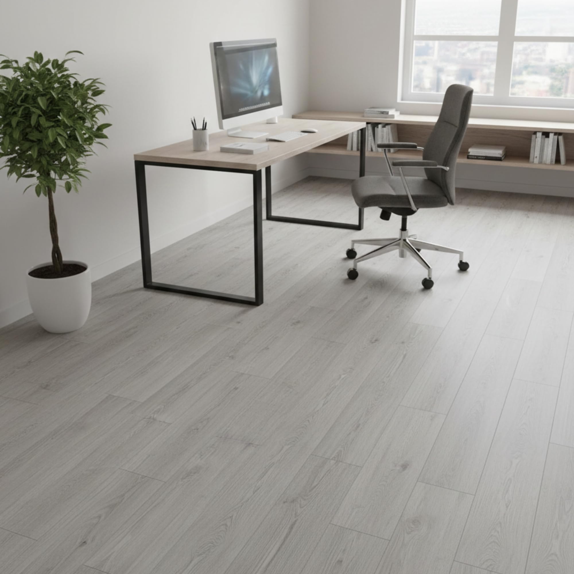 Suelo vinílico SPC click 5 mm efecto madera Gris Perla (2,21 m²) - ISOVEX