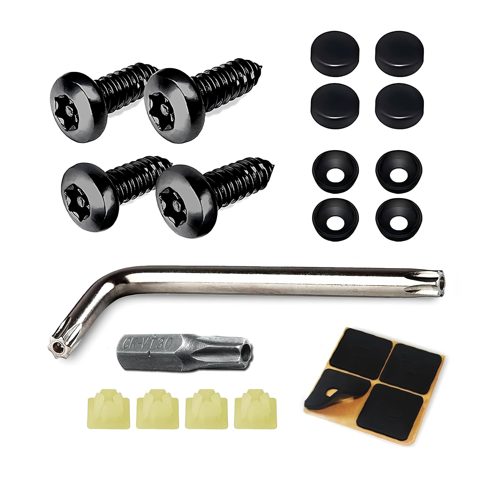 WZP 4 Set Anti Theft License Plate Screws Kit, Rustproof Stainless Steel Tamper Proof License Screw, M6 (1/4") Car Tag Plate Mounting Hardware, Universal for Front Rear Frame Holder Mounting (Black)