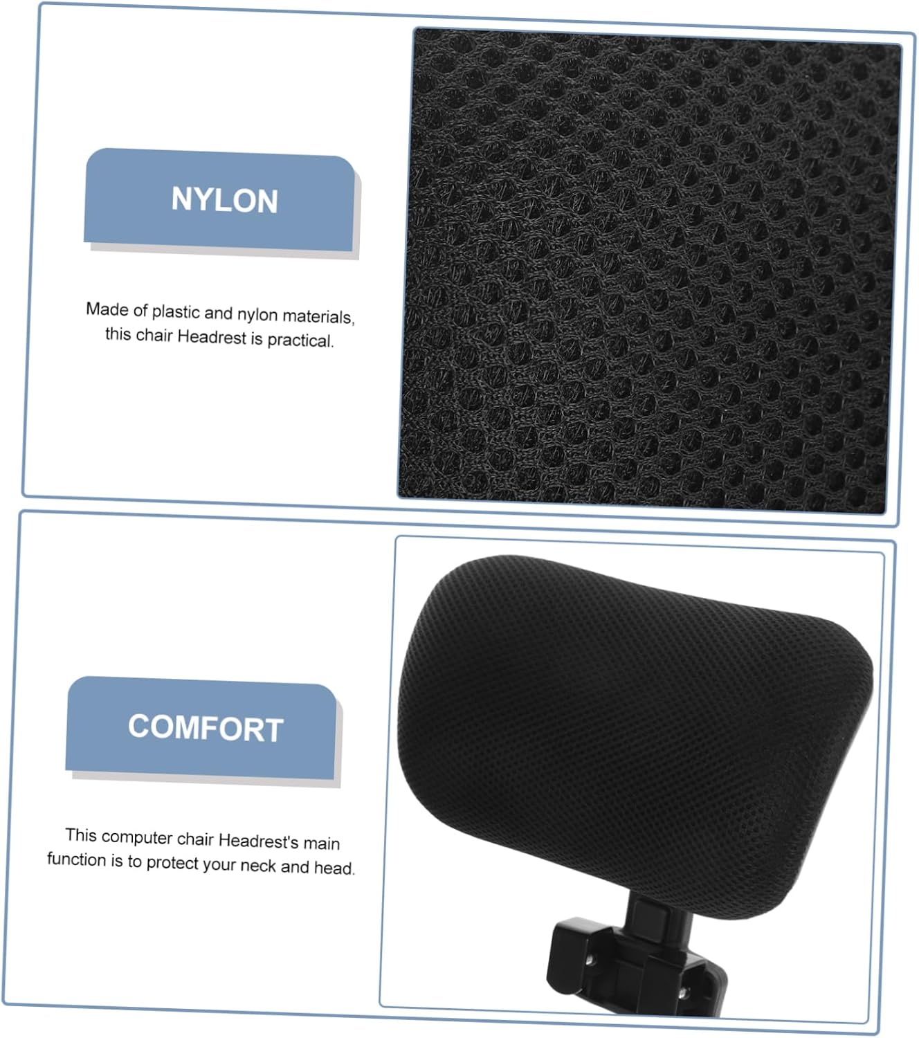 1set Height Adjustable Office Chair Headrest Cushion Ergonomic Neck Support Pillow for Computer Chairs Easy Installation Detachable Design for Home Office Use