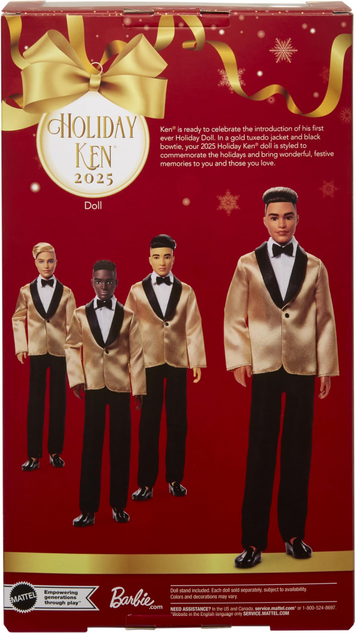 Barbie Signature 2025 Holiday Castano Chiaro Capelli Ken Bambola da Collezione Moda Indossare Completo con Giacca Dorata in Confezione Visualizzabile & Supporto per Bambole