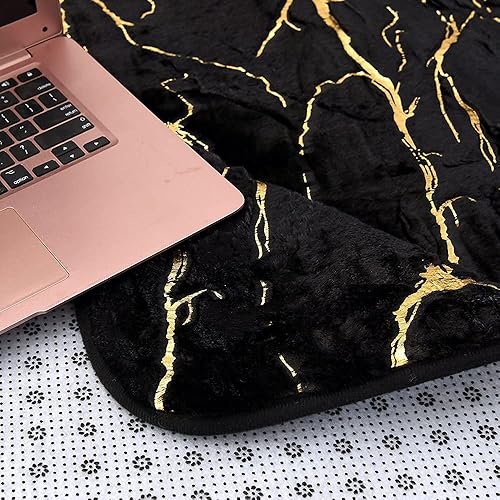 Miniatura 6 de Btargot Alfombra de área de mármol negro dorado de 5 x 8 pies para sala de estar, castillo de princesa príncipe, moderna alfombra abstracta colorida