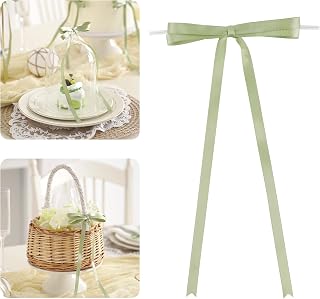 AIMUDI Sage Green Bows 4.5 × 9" Satin Bow for Gift Wrapping Twist Tie Bows Premade Ribbon Bow for Bouquets Invitations Baskets Crafts Wreaths Wedding Birthday Baby Shower Party Decorations, 36 PCs