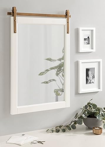 Miniatura 3 de Kate and Laurel Skylan - Espejo de pared rectangular moderno con marco inspirado en la puerta de granero para uso en baño o sala de estar 24 x 31