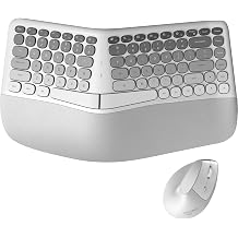 MOFII Wireless Ergonomic Keyboard and Mouse Combo, Split Curved Keyboard with Wrist Rest, Vertical Mouse, 2.4G, for PC Laptop Desktop Mac- Gray Gradient Colorful