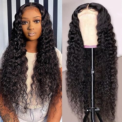 HD Lace Front Wigs Human Hair, Deep Wave 13x4 Transparent Lace Frontal Human Hair Wigs for Black Women Brazilian Virgin Human Hair Pre Plucked Wet and Wavy Wigs Natural Color 150% Density 24Inch