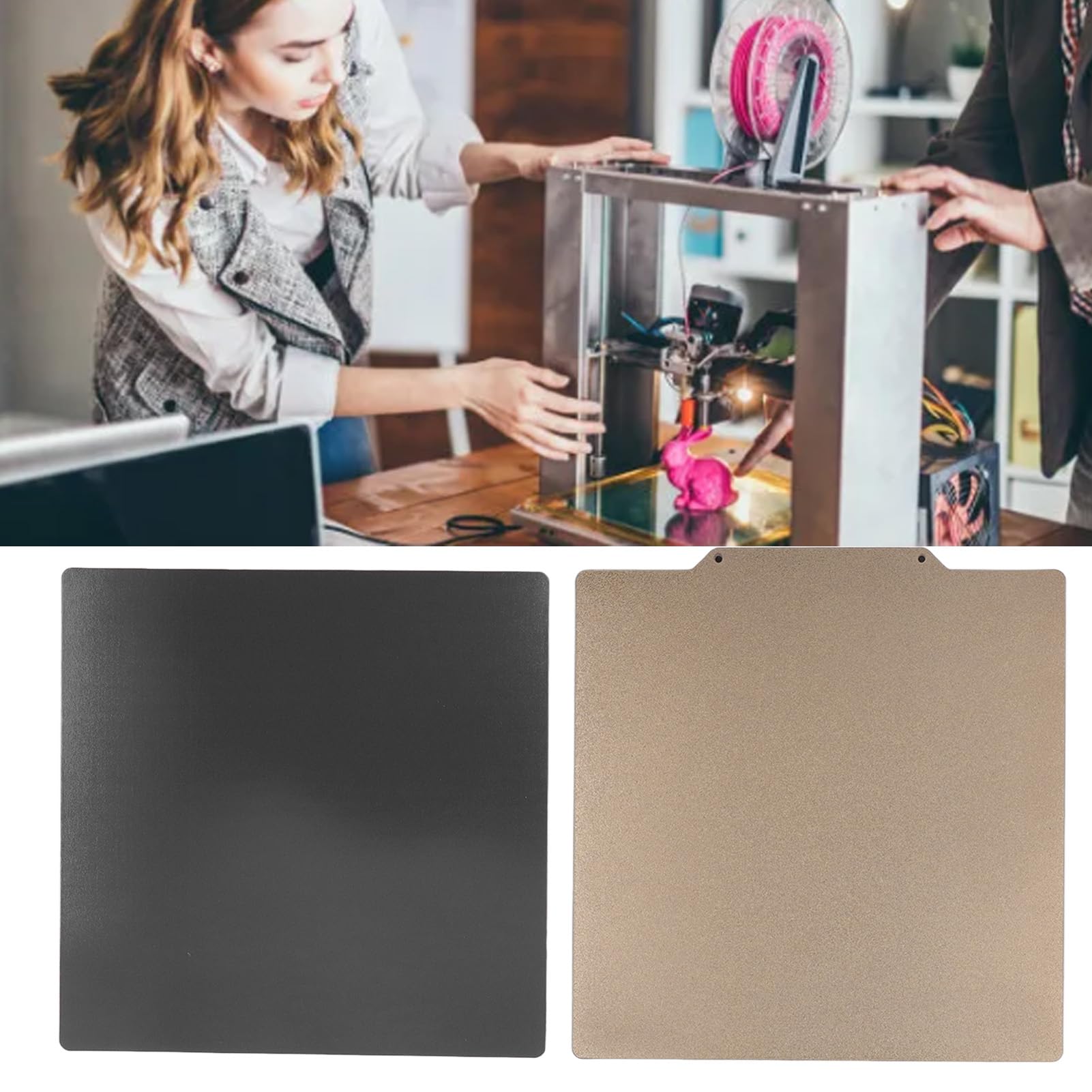 Jerliflyer PEO PEI Build Plate 3D Printer Bed Platform Smooth Diamond Matte Textured with Magnetic Base 255x245 Home House Office School Men Women for Cr?6 Se 3D Printer