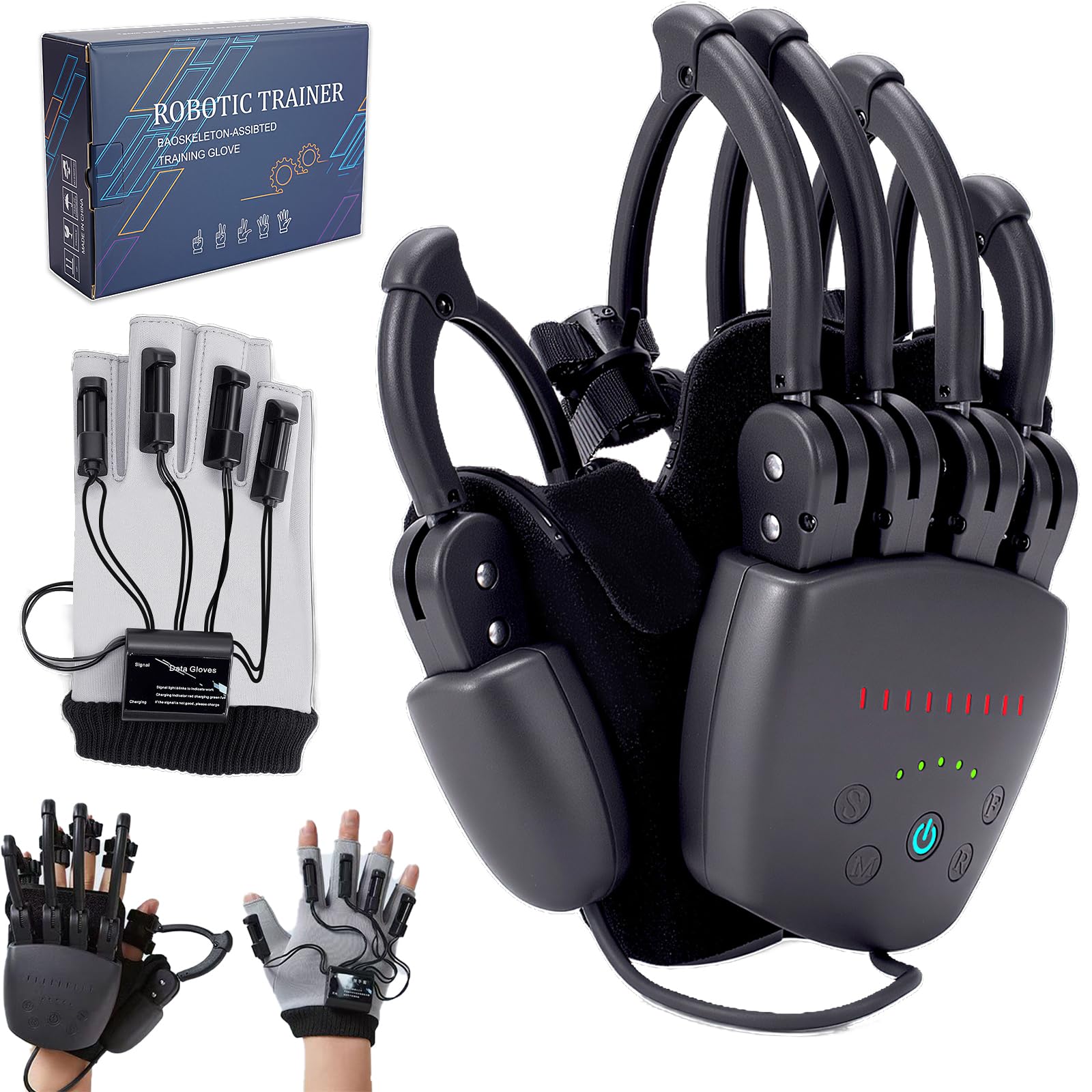Rehabilitation Roboter Handschuhe, Hand Funktion Wiederaufladbar Rehabilitationshandschuhe, Hand-Therapie-Handschuh mit Spiegelfunktion, Schlaganfall Hemiplegie Rehabilitation Handschuh (Right hand-S)
