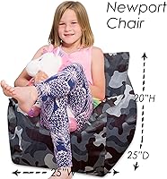 Vista 666 de Posh Creations Puf estructurado cómodo para jugar, leer y ver la televisión, Malibu Lounge, tela de lona para colorear, criaturas