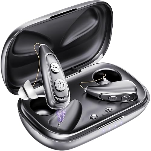 Rechargeable Hearing Aids for Seniors – Digital Hearing Amplifier with 32-Channel WDRC DSP, Noise Reduction, In-Ear Design, 90H Battery Life with Charging Case