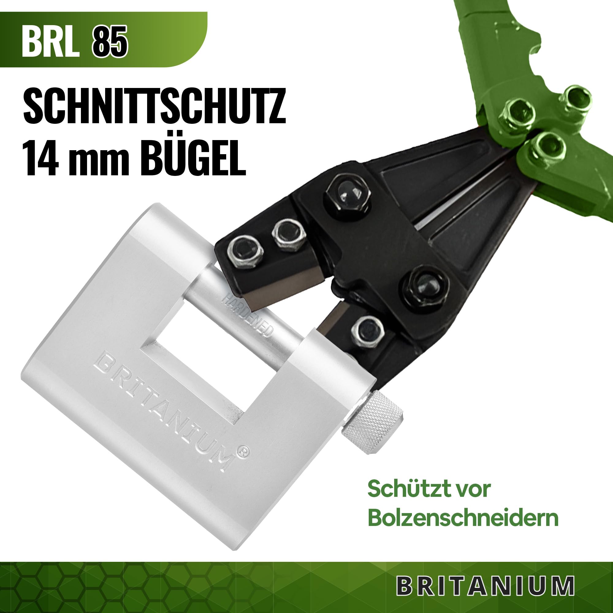 BRL85 Schwerlast Wetterfestes Vorhängeschloss mit 10 Schlüssel - 14 mm Schnittfester Bügel, Anti-Bohr Zylinder | Sicherheitsschloss für Tor, Versandcontainer, Garage, Anhängerschloss