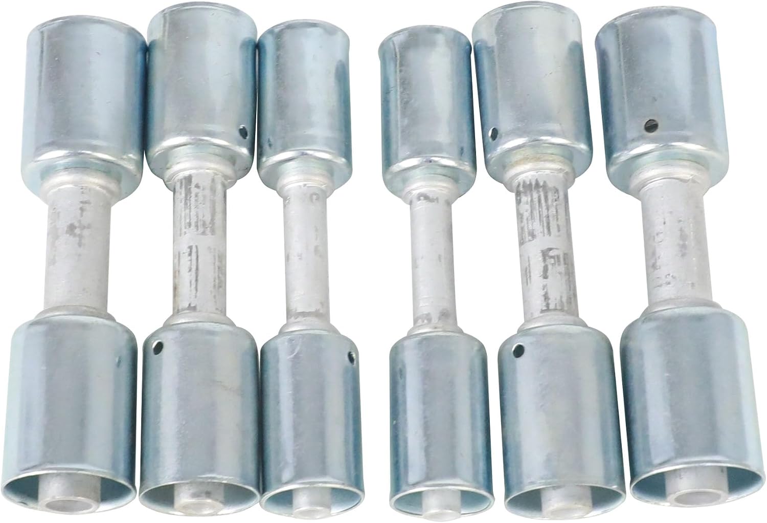6PCS Air Conditioning #6#8#10 AC Fitting Set Straight Aluminum Fitting with Iron Jacket for AC Reduced Hose