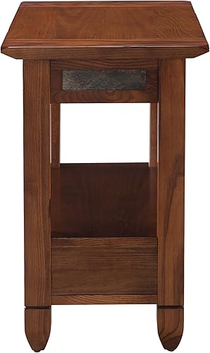 Miniatura 44 de Haven Ridge - Mesa auxiliar estrecha, mesa auxiliar de madera maciza con cajón y estante, color blanco granja, perfecta para salas de estar, blanco