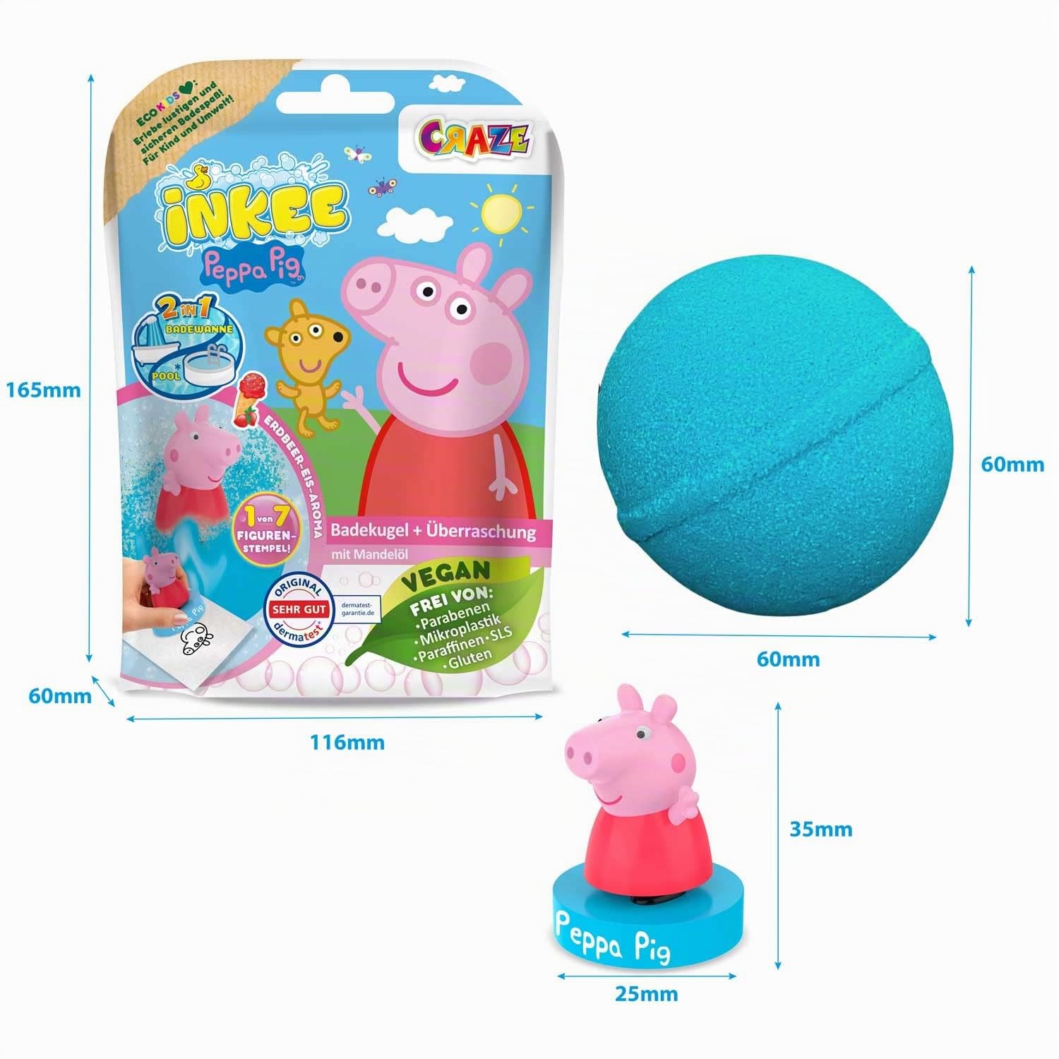 INKEE Bombe da Bagno Bambini Peppa Pig, Bombe da Bagno con Sorpresa per Vasca da Bagno, Giochi da Bagno, Blu e Rosso, 1 Unità (Confezione da 1)