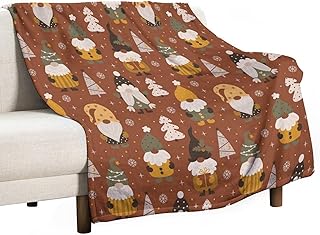 Manta de Navidad para invierno, festividades, Feliz Navidad, divertidos gnomos, árbol de Navidad, marrón, suave, acogedora, ligera, manta para niños, niñas, dormitorio, sala de estar, silla, sofá