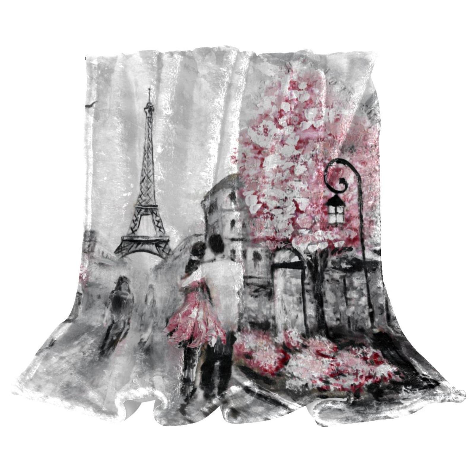 Couverture polaire Tour Eiffel en peluche légère pour canapé