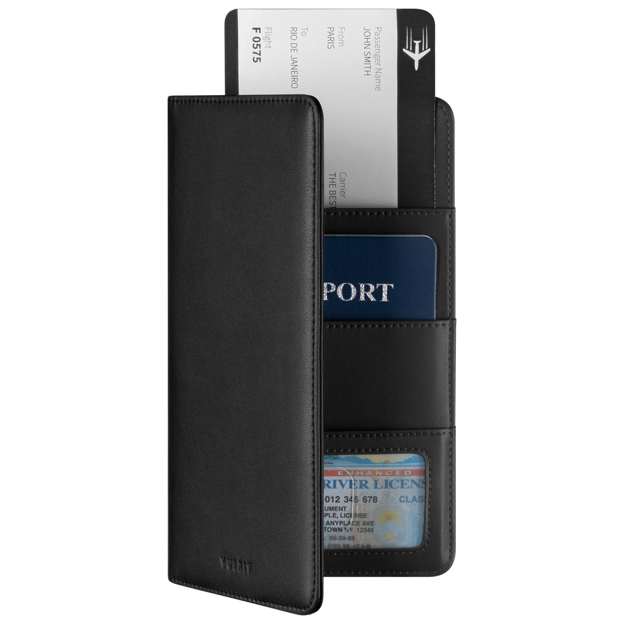 VULKIT Cartera de Viaje para Pasaporte, Funda de Cuero para Pasaporte, Organizador de Documentos de Viaje con Bloqueo RFID para Mujeres y Hombres