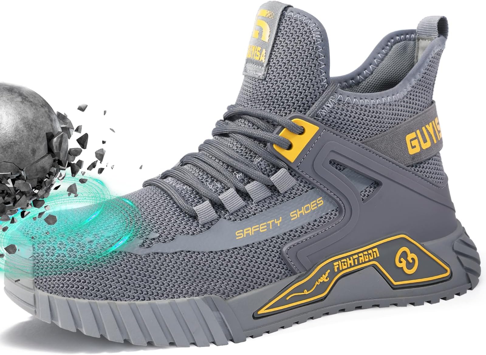 Steel Toe Shoes for Men Work Safety Shoes Industrial Construction Shoes Mid Cut Industrial Boot Work Sneakers Comfortable Lightweight Safety Shoes for Work