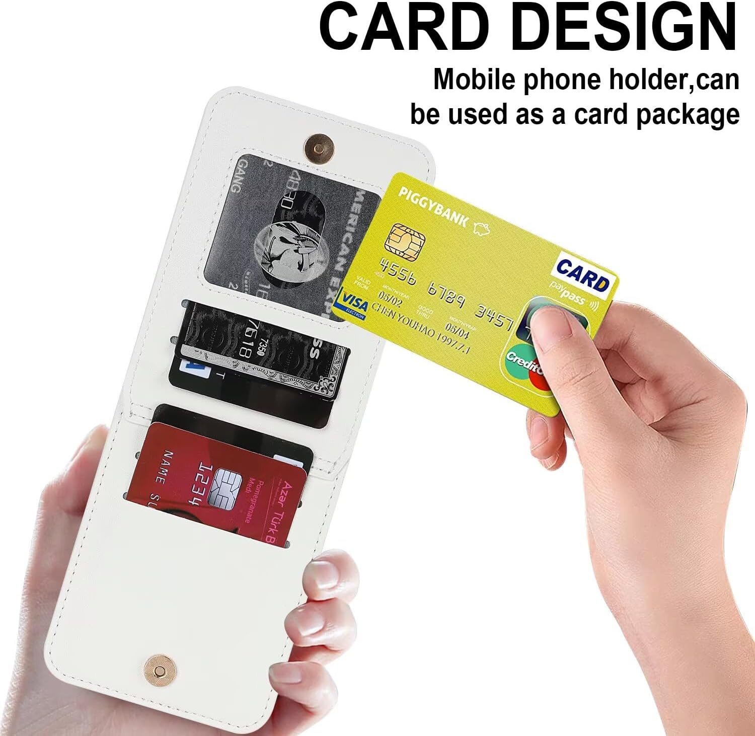 Phone Case for Samsung Galaxy Z Flip 7, Crossbody Wallet Phone Cover with Card Holders Cash Slot Kickstand Wristlet Strap, Fashion Leather Handbag Flip 7 Phone Case for Women Girls White