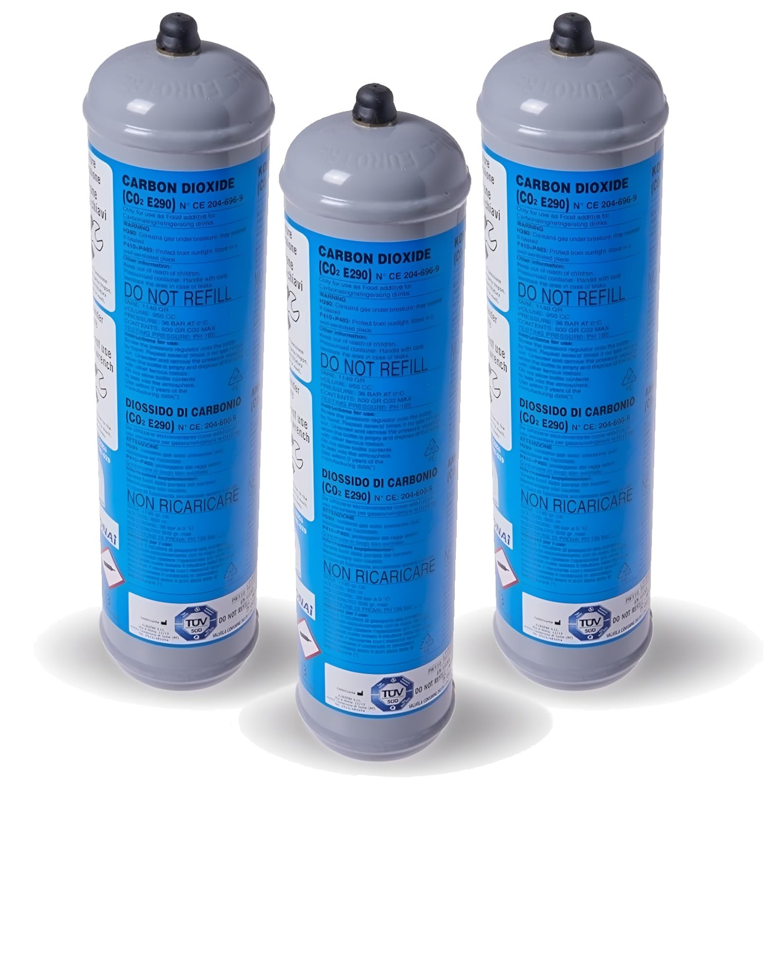 Lotto 3X Bombole CO2 600g Monouso per Gasatori domestici E290