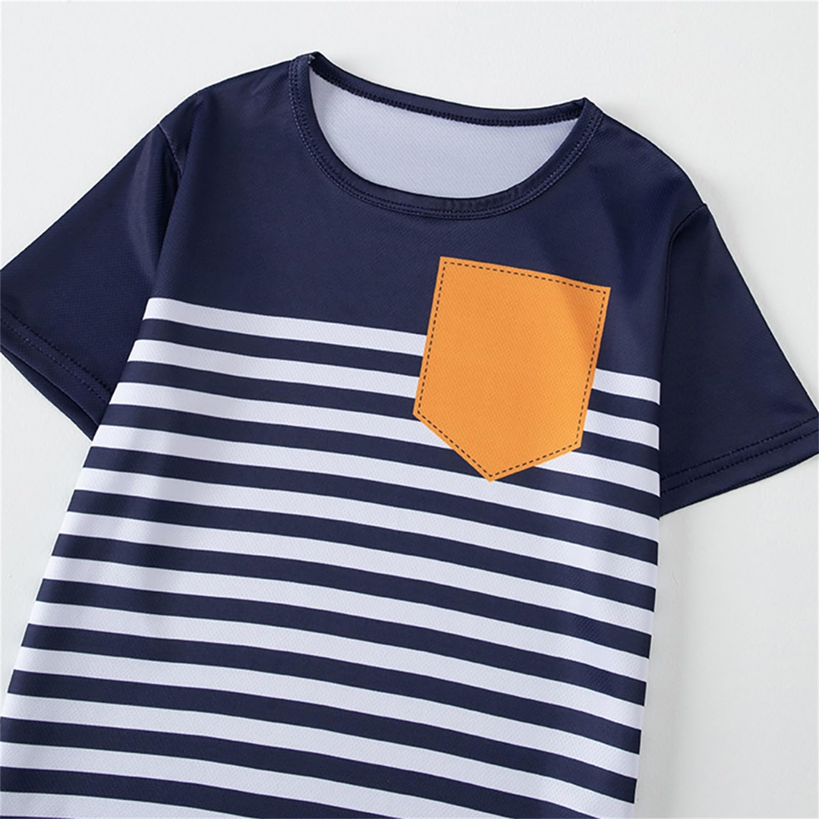 Boys Girls 4 Pack Athletic T Shirts Kids Short Sleeve Striped Mesh Shirt Summer Crewneck Outdoor Graphic Top 4-13 Years - 3