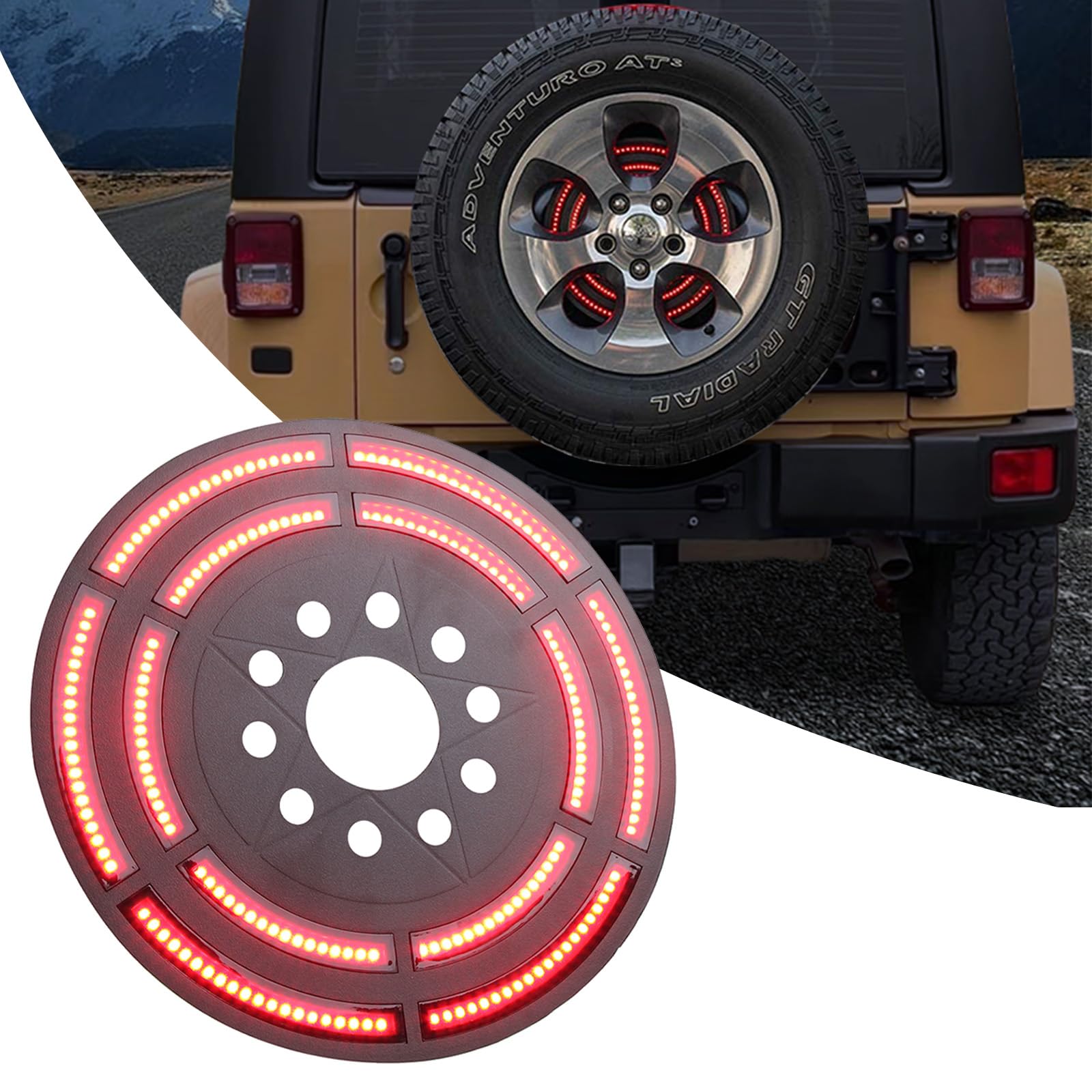 SKTYANTS Double LED Spare Tire Light with Running Light 3rd Brake Tail Light Compatible with Jeep Wrangler JK JKU 2007-2018 and JL JLU 2018-2022 Unlimited