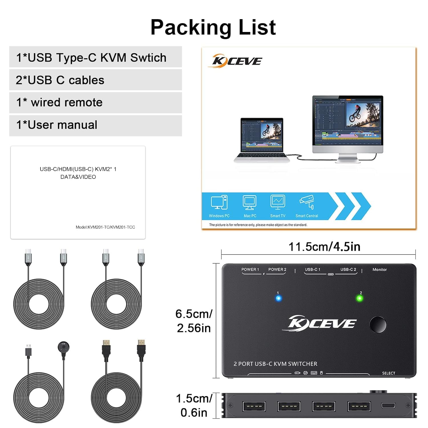 Amazon.co.jp: USB-C KVMスイッチ モニター2台 コンピューター1台、2