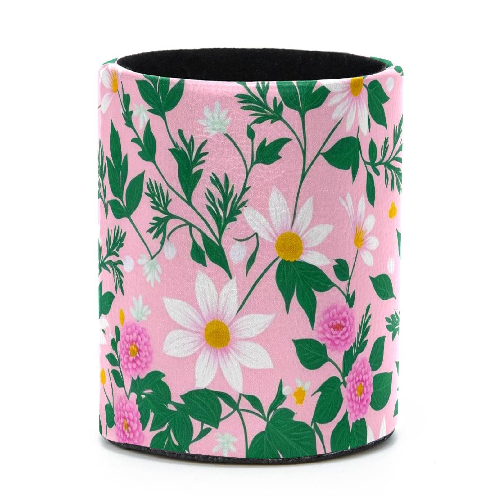 VAPOKF Round Pencil Holders for Desk, Aesthetic Flower Pen Holders Pen Pot Makeup Brushes Storage Desktop Stationery Supplies Organiser for Home Office