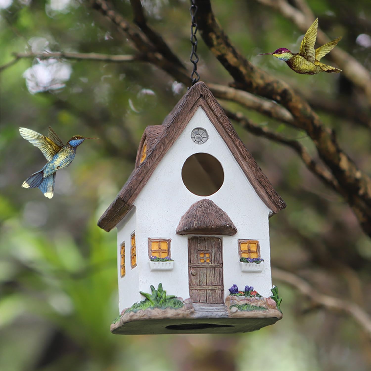 Casa Colgante para Pájaros de Resina Resistente con Ventilación