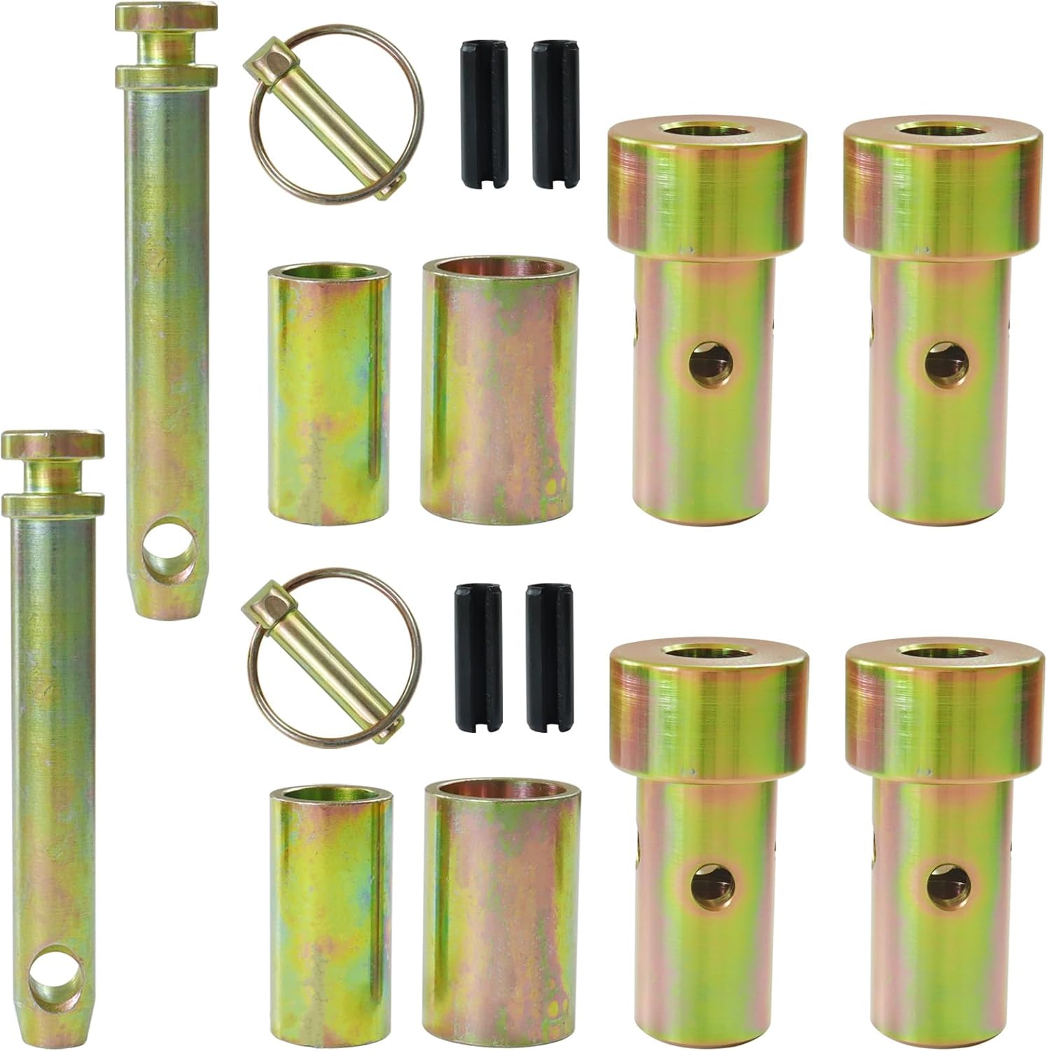 2 Pack TK95029 Cat 1 Quick Hitch Adapter Bushings with S07070200 Top Link Pin Heavy Duty Lynch Pin with Ring Replaces S14114400, Quick Hitch Bushings for Category 1 3-Point Tractors