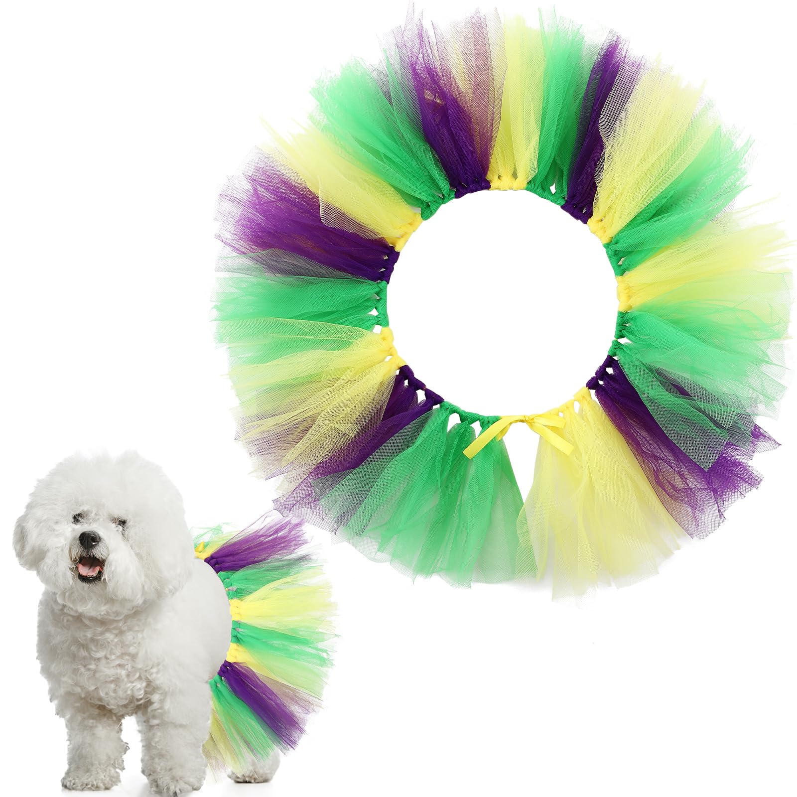 Locmeo Tutu for Dogs, Tulle Tutu for Dogs, Small Large Medium Puppy Ballerina Costume Skirt for Holiday Puppy Cat Rabbit Pet Outfit Birthday Wedding Party Photo Prop (Carnival) — image 1