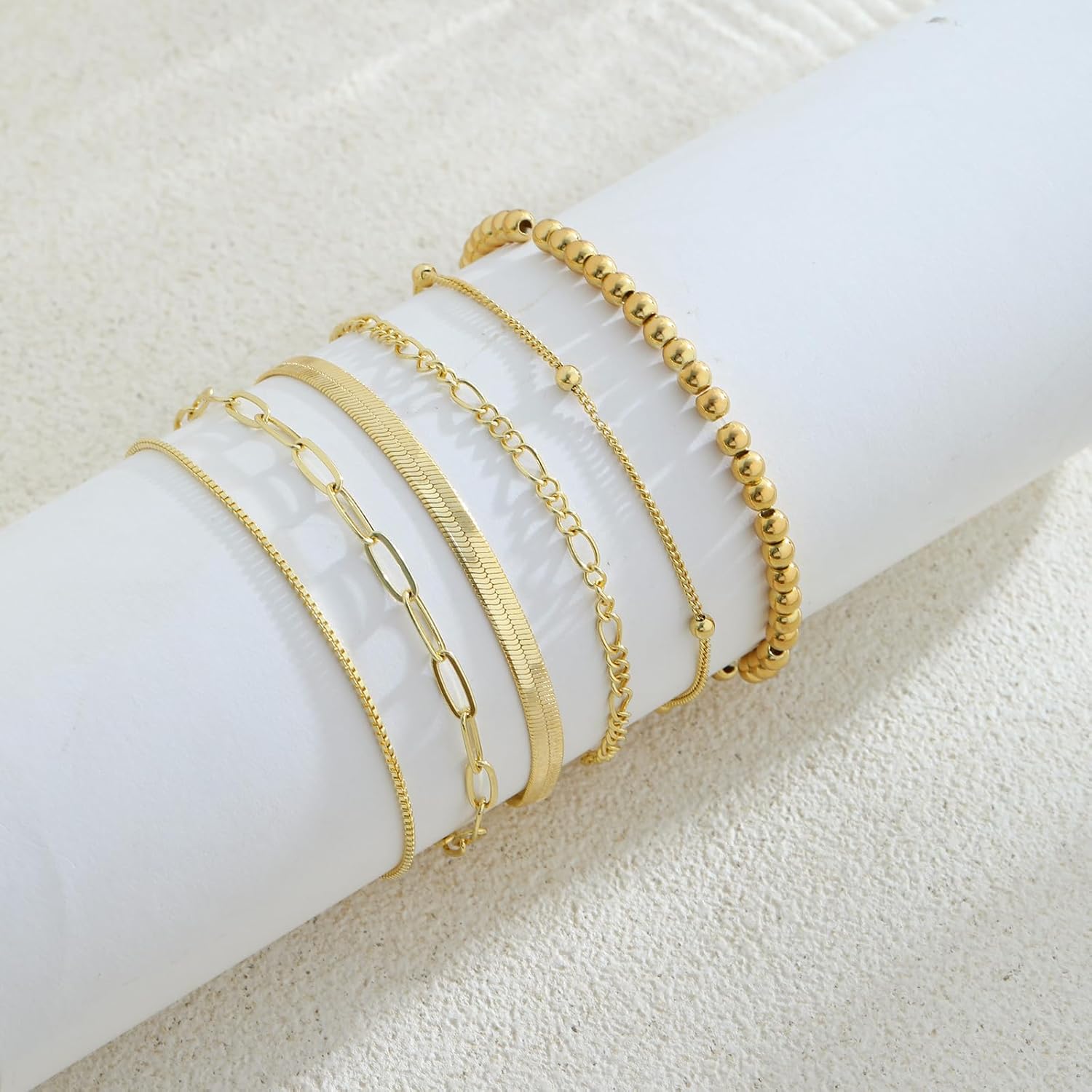 VIROMY Gold Bracelets for Women Waterproof,14K Gold Plated Dainty Layered Stackable Bracelet Set No Tarnish Adjustable Size Jewelry Sets Gifts - Image 5