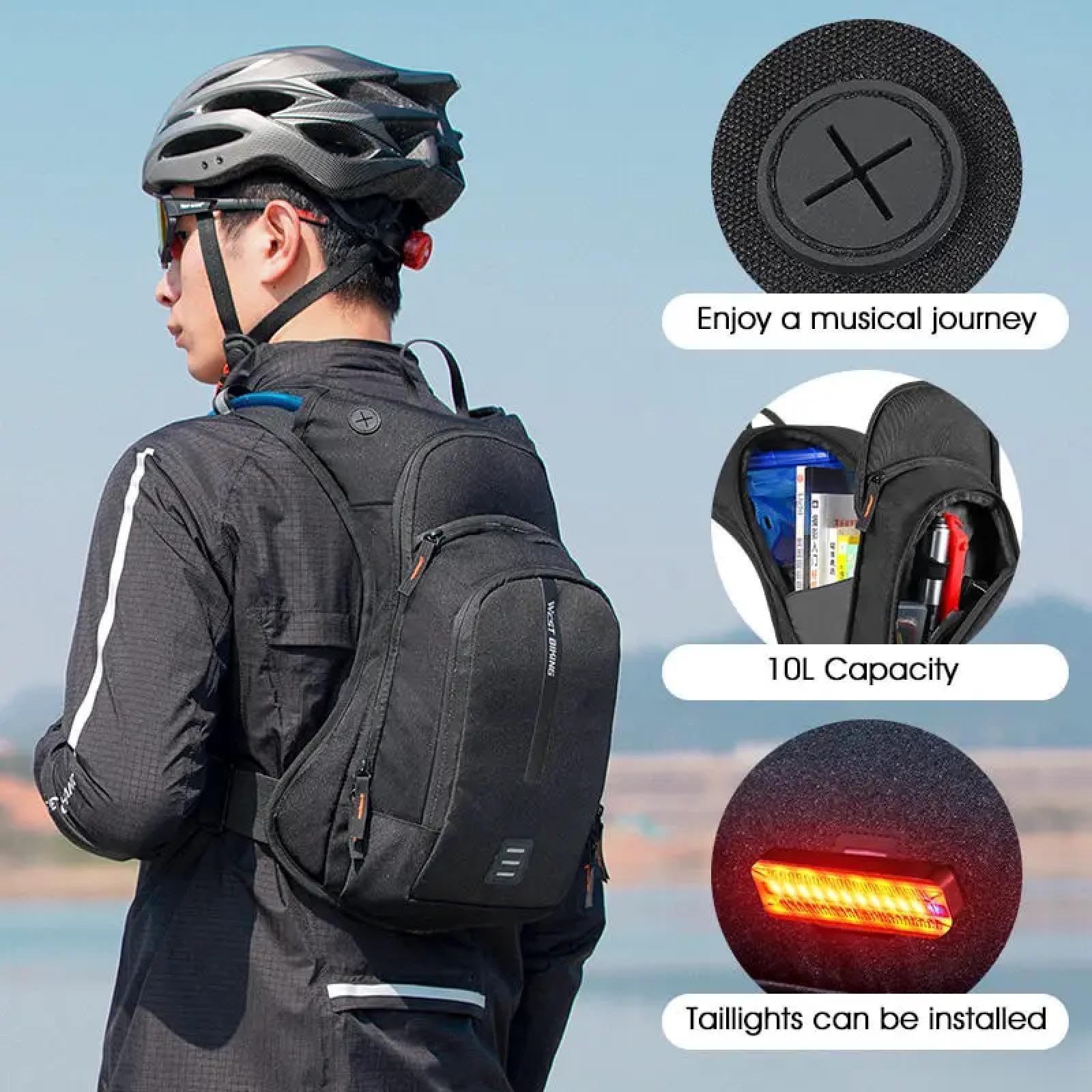 Sac à dos de vélo ultraléger 10 L Sac à dos d'hydratation de sport ergonomique Sac à eau de cyclisme Sac d'escalade en plein air