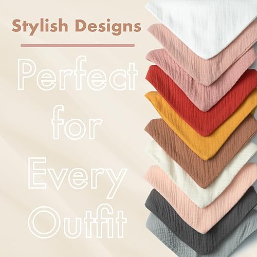 Miniatura 9 de Paquete de 8 baberos de muselina 100% algodón, baberos ajustables para bebés de 0 a 36 meses, niños y niñas