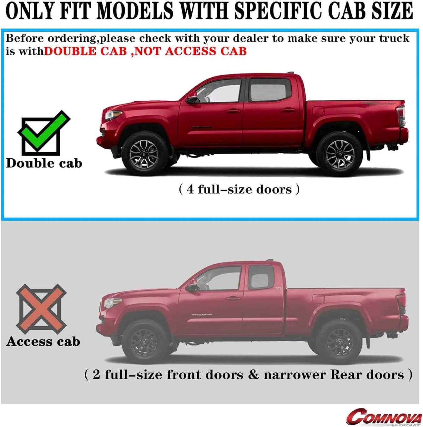 COMNOVA AUTOPART Aluminum Running Boards Compatible with 2024-2026 Toyota Tacoma Double Cab Crew Cab. 6.5 Inch Tacoma Side Steps Nerf Bars Step Boards, Truck Step Bars with Non-Slip Plastic Pads.