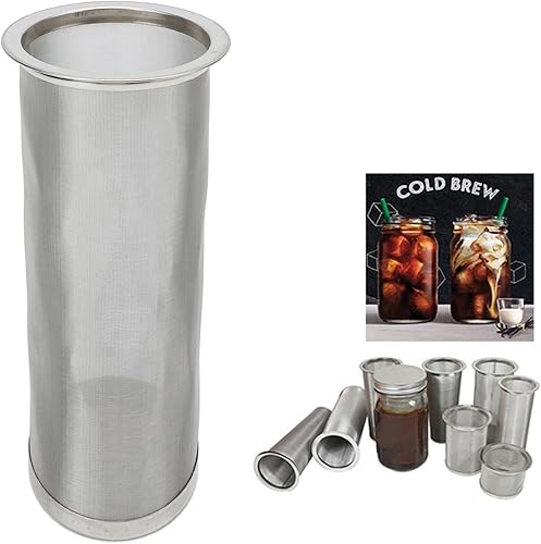 Miniatura 6 de Filtro de café frío para tarro de masón, filtro de filtro de infusión de té de acero inoxidable, filtro cilíndrico de malla de boca ancha